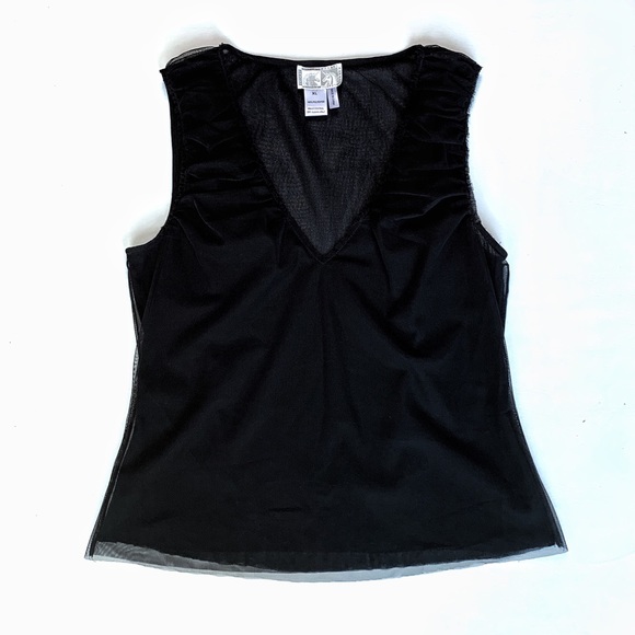 Alberto Makali Black Sheer Sleeveless Blouse Large - Picture 6 of 8